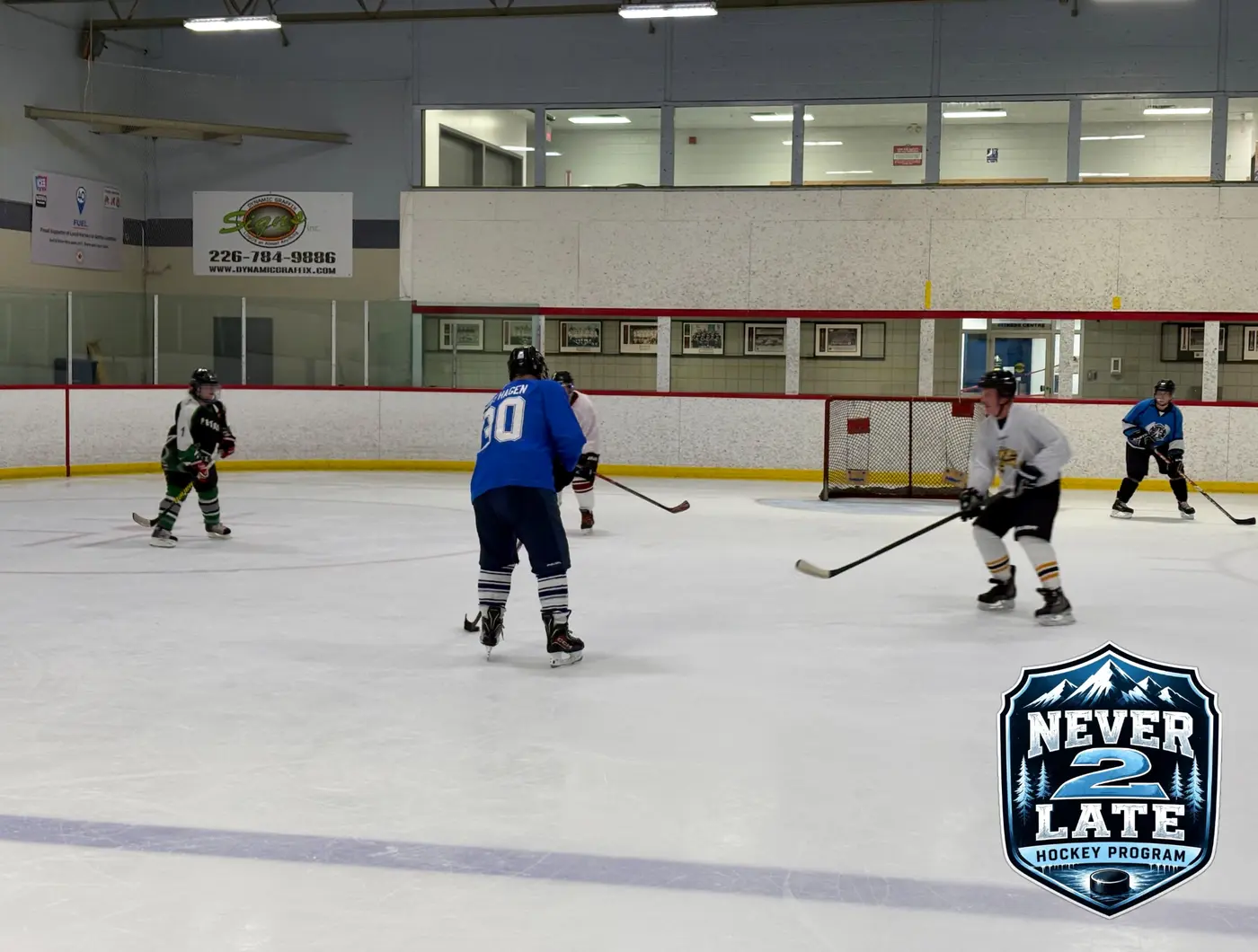 Players in a controlled scrimmage